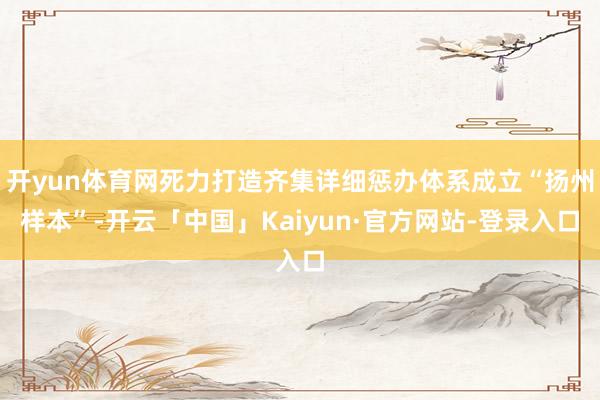 开yun体育网死力打造齐集详细惩办体系成立“扬州样本”-开云「中国」Kaiyun·官方网站-登录入口