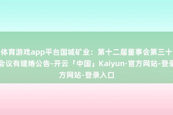 体育游戏app平台国城矿业：第十二届董事会第三十一次会议有缱绻公告-开云「中国」Kaiyun·官方网站-登录入口